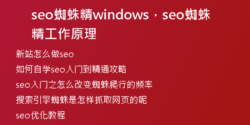 seo蜘蛛精windows，seo蜘蛛精工作原理