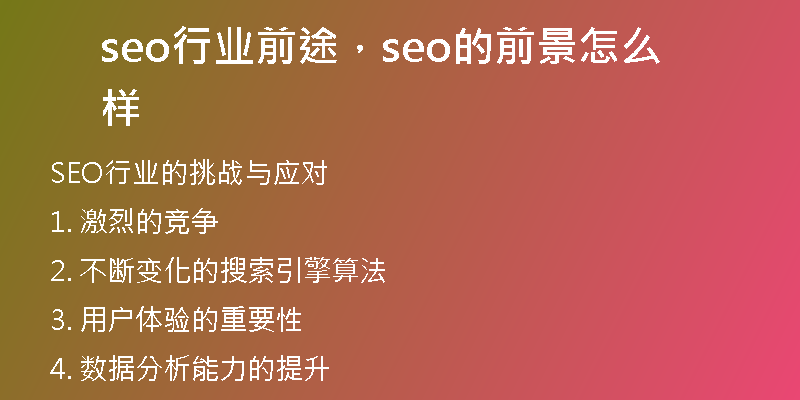 seo行业前途，seo的前景怎么样
