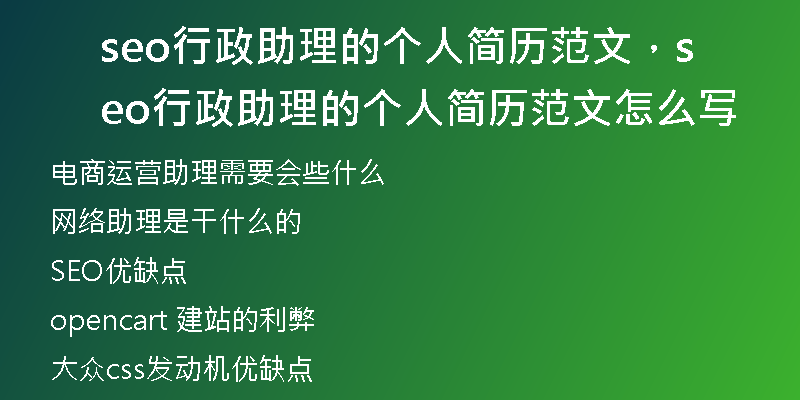 seo行政助理的个人简历范文，seo行政助理的个人简历范文怎么写