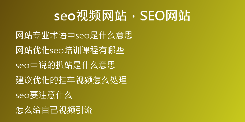 seo视频网站，SEO网站