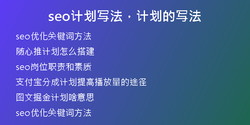 seo计划写法，计划的写法