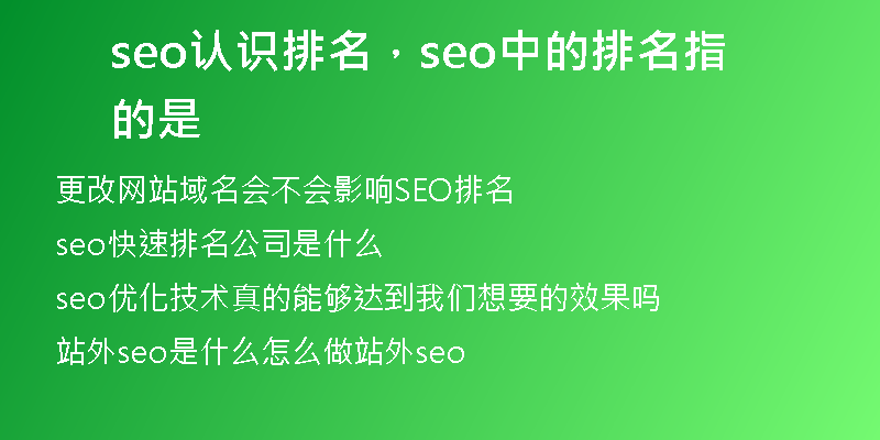seo认识排名，seo中的排名指的是