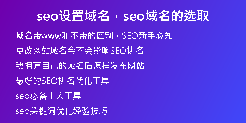 seo设置域名,seo域名的选取