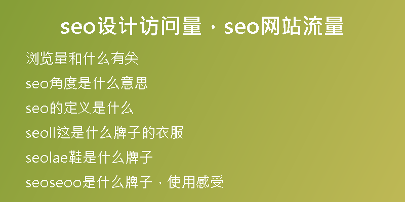 seo设计访问量，seo网站流量
