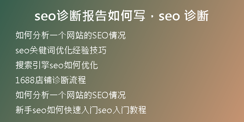 seo诊断报告如何写,seo 诊断