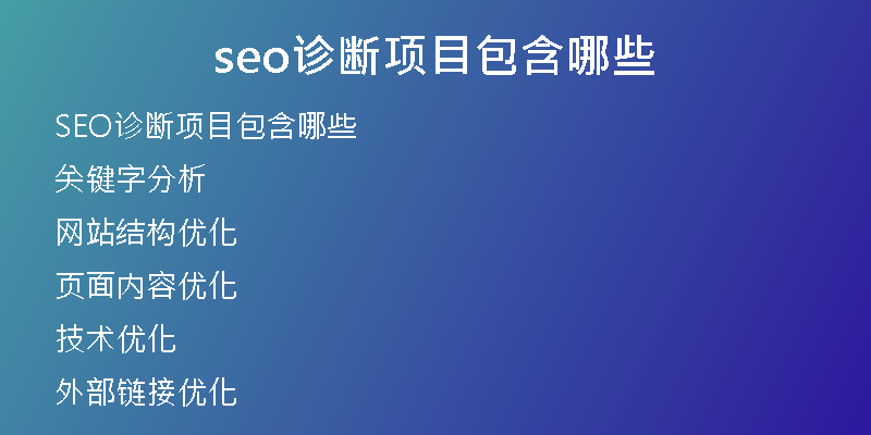 seo诊断项目包含哪些