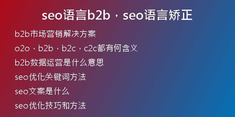 seo语言b2b，seo语言矫正