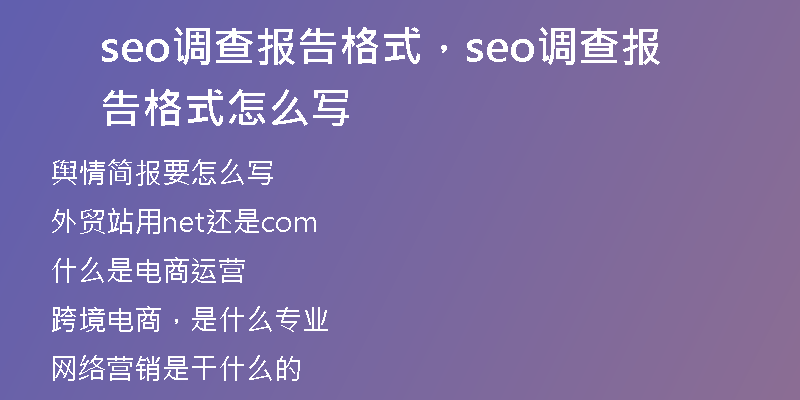 seo调查报告格式，seo调查报告格式怎么写