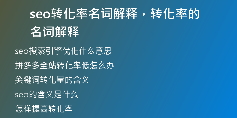 seo转化率名词解释，转化率的名词解释