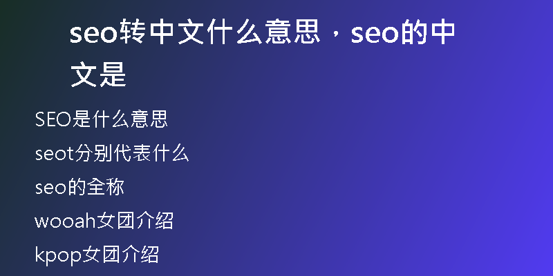 seo转中文什么意思，seo的中文是