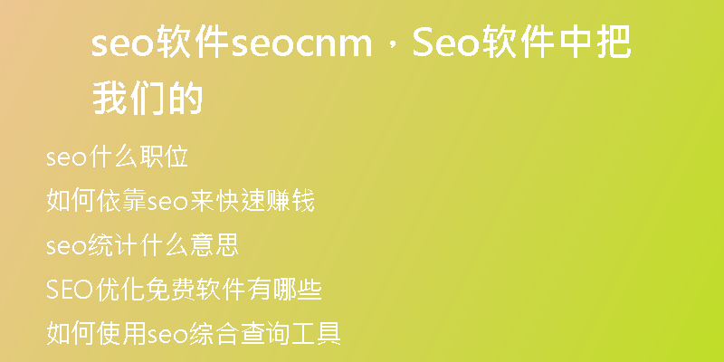 seo软件seocnm，Seo软件中把我们的