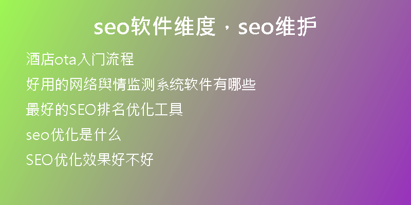 seo软件维度，seo维护