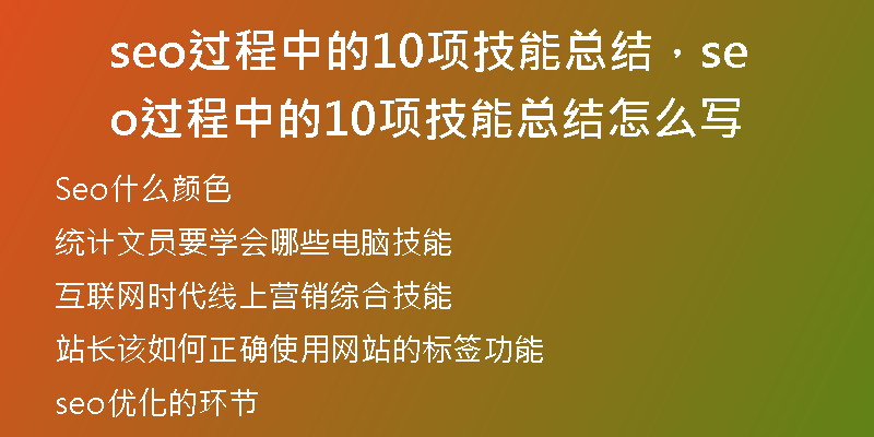 seo过程中的10项技能总结，seo过程中的10项技能总结怎么写