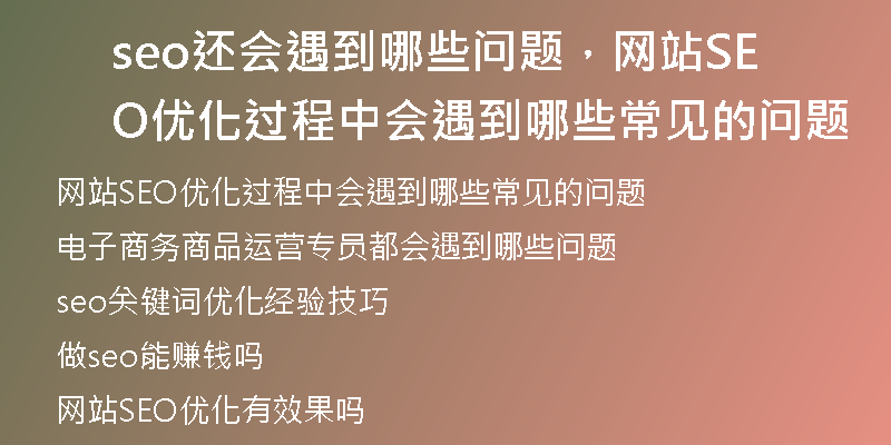 seo还会遇到哪些问题，网站SEO优化过程中会遇到哪些常见的问题