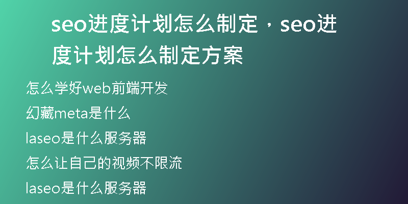 seo进度计划怎么制定，seo进度计划怎么制定方案