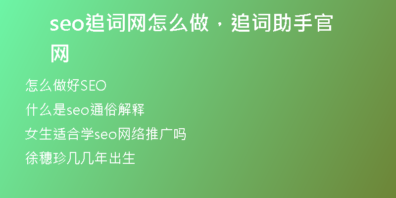 seo追词网怎么做，追词助手官网