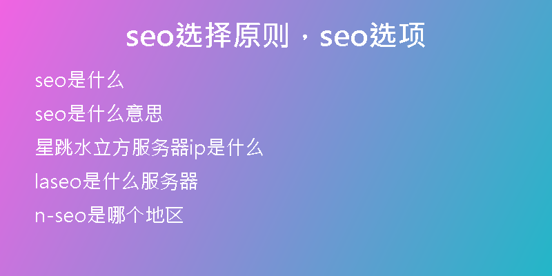 seo选择原则，seo选项