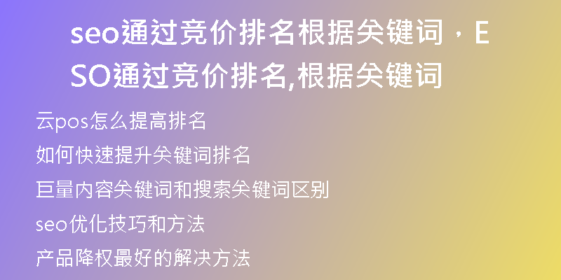 seo通过竞价排名根据关键词，SEO通过竞价排名,根据关键词