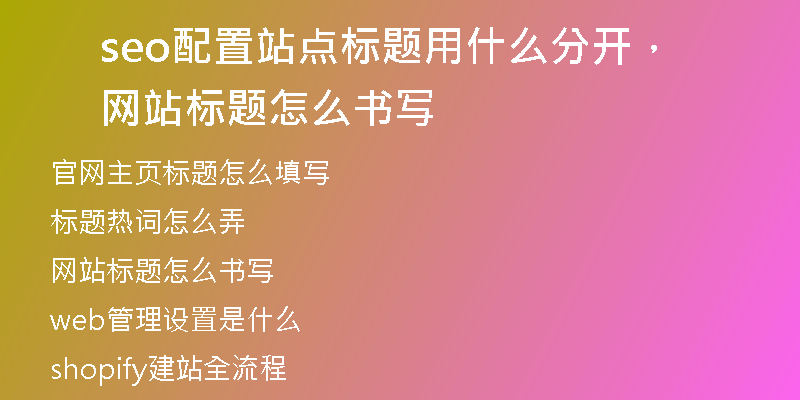 seo配置站点标题用什么分开，网站标题怎么书写