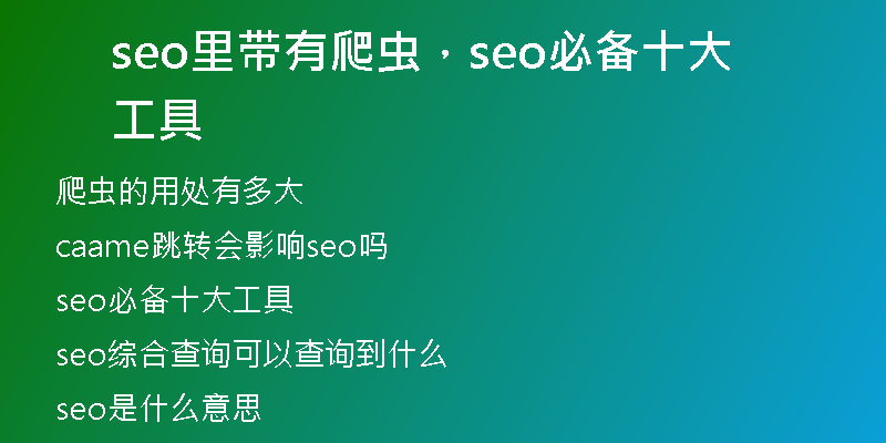 seo里带有爬虫，seo必备十大工具