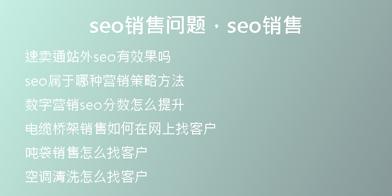 seo销售问题，seo销售