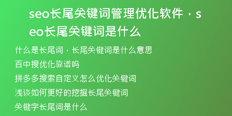 seo长尾关键词管理优化软件，seo长尾关键词是什么