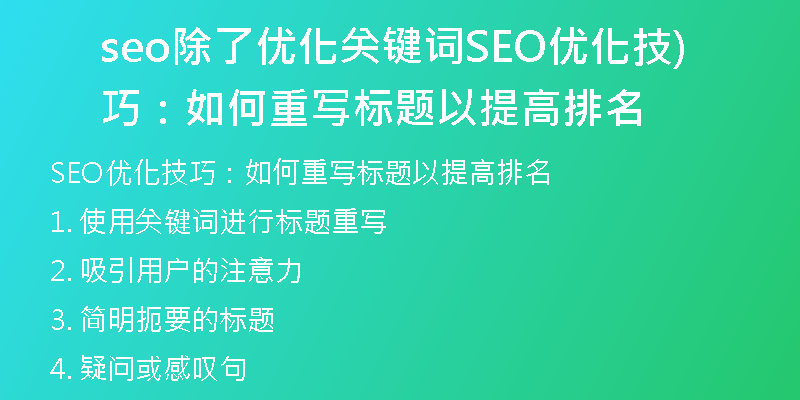 seo除了优化关键词SEO优化技巧：如何重写标题以提高排名)