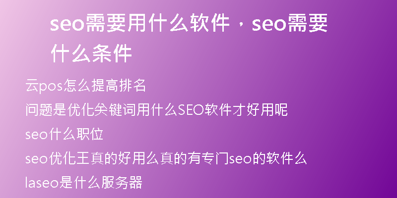 seo需要用什么软件，seo需要什么条件