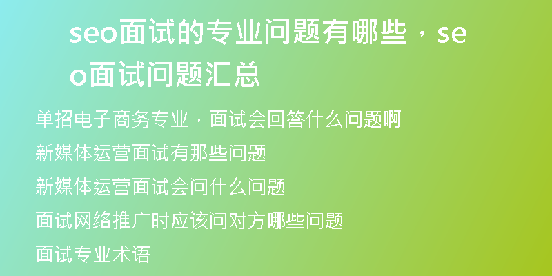 seo面试的专业问题有哪些，seo面试问题汇总
