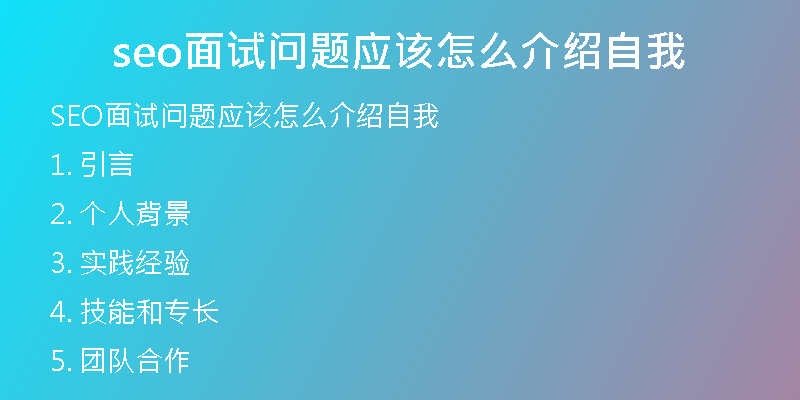 seo面试问题应该怎么介绍自我