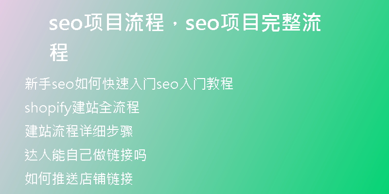 seo项目流程，seo项目完整流程