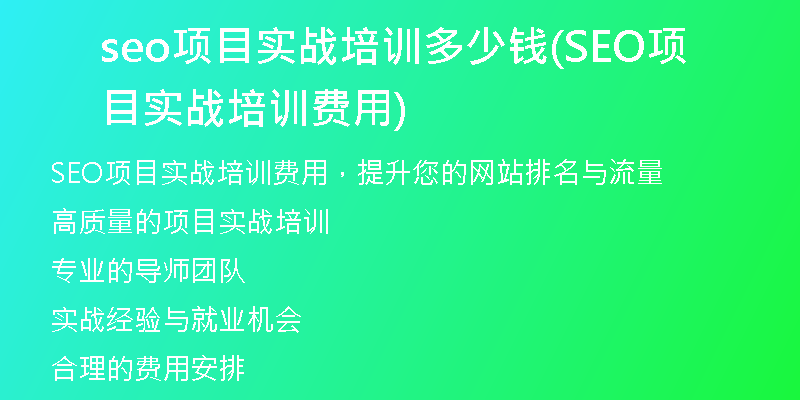 seo项目实战培训多少钱(SEO项目实战培训费用)