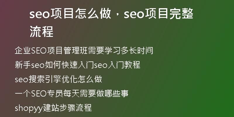 seo项目怎么做，seo项目完整流程