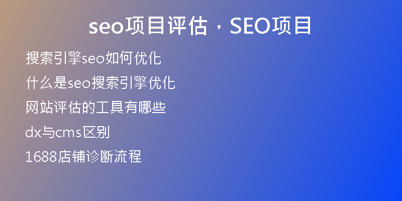 seo项目评估，SEO项目