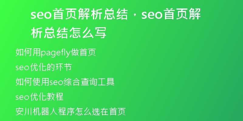 seo首页解析总结，seo首页解析总结怎么写