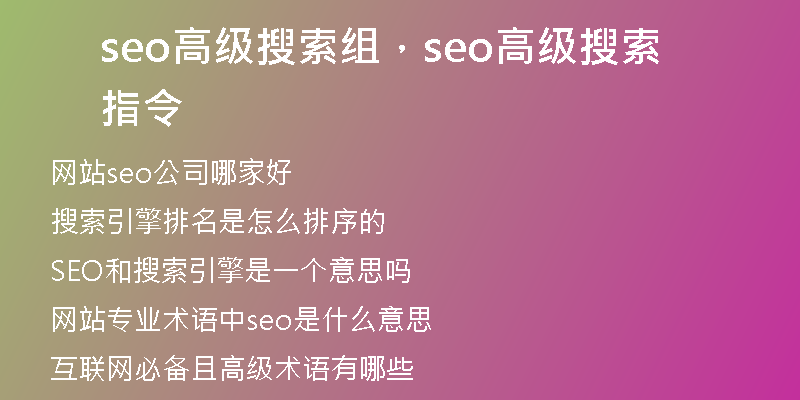 seo高级搜索组，seo高级搜索指令