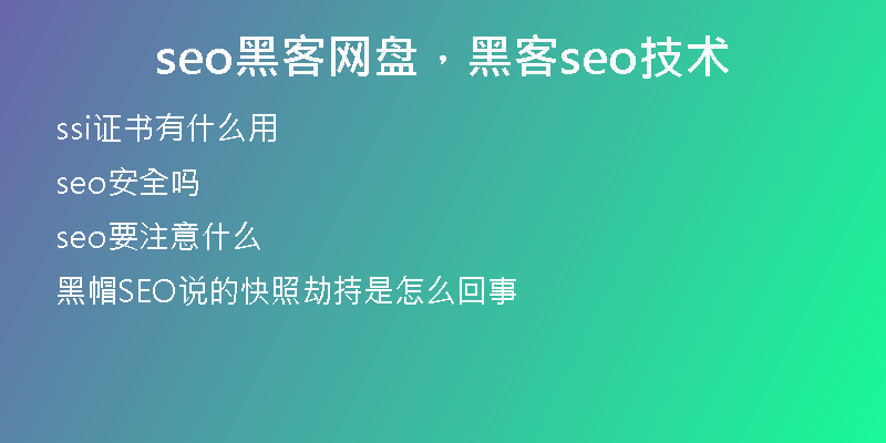 seo黑客网盘，黑客seo技术