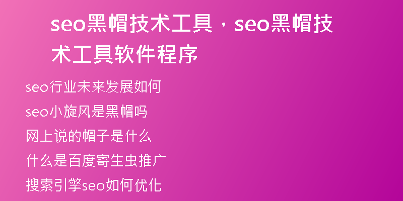 seo黑帽技术工具，seo黑帽技术工具软件程序