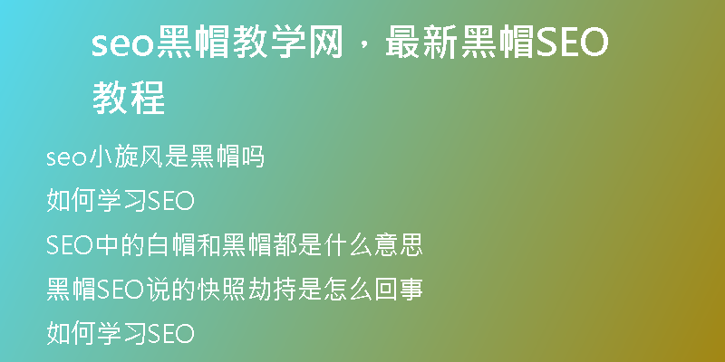 seo黑帽教学网,最新黑帽SEO教程