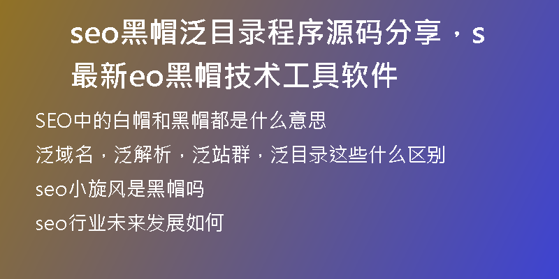 seo黑帽泛目录程序源码分享，最新seo黑帽技术工具软件