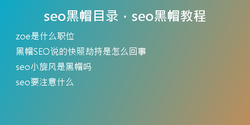 seo黑帽目录，seo黑帽教程