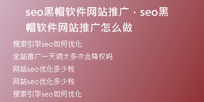 seo黑帽软件网站推广，seo黑帽软件网站推广怎么做