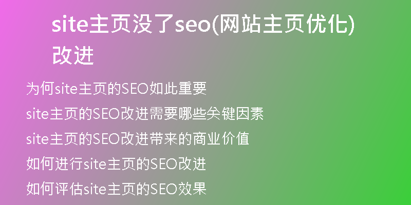 site主页没了seo(网站主页优化改进)