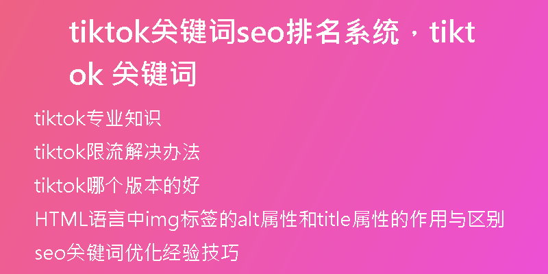 tiktok关键词seo排名系统，tiktok 关键词