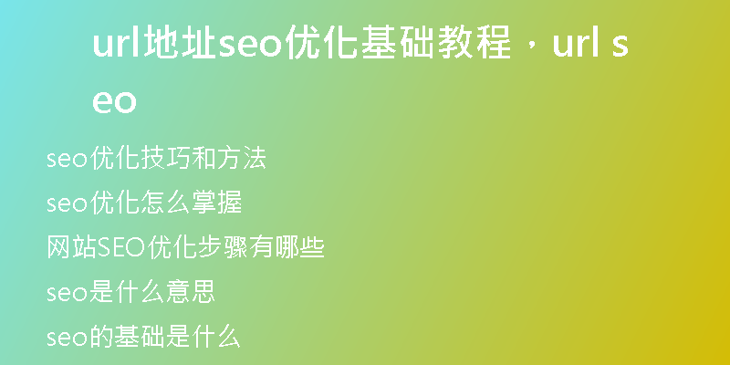 url地址seo优化基础教程，url seo
