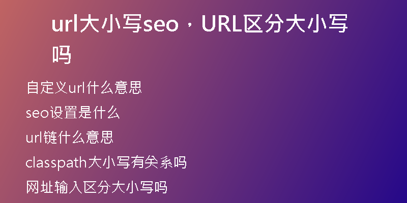 url大小写seo，URL区分大小写吗