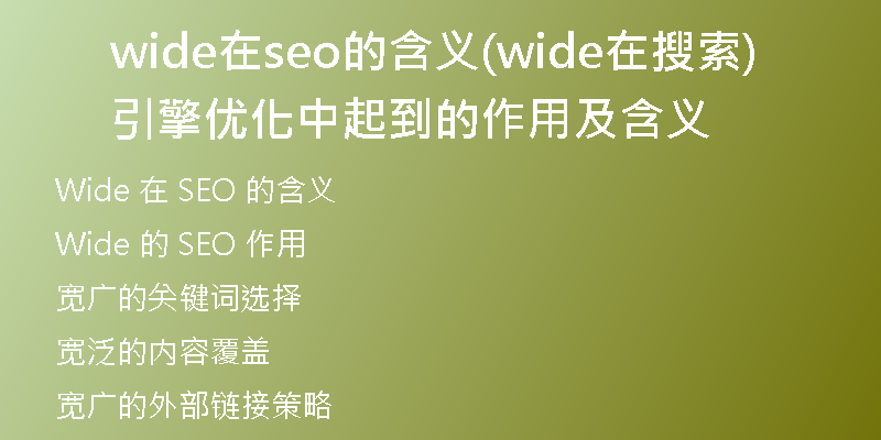 wide在seo的含义(wide在搜索引擎优化中起到的作用及含义)