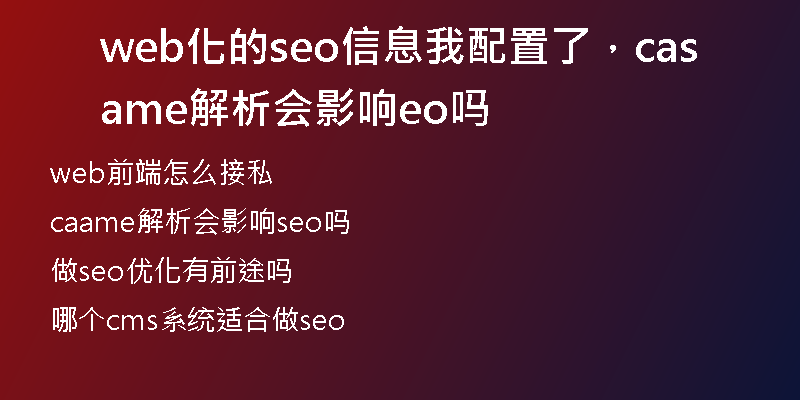 web化的seo信息我配置了，caame解析会影响seo吗