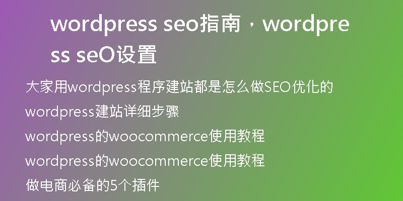 wordpress seo指南，wordpress seO设置