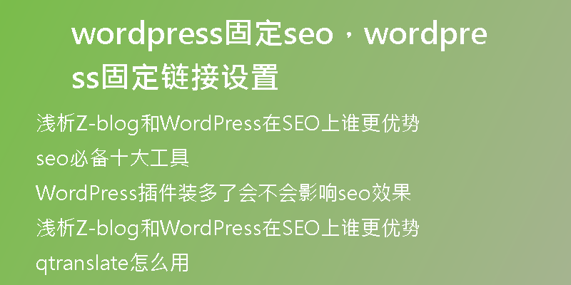 wordpress固定seo，wordpress固定链接设置